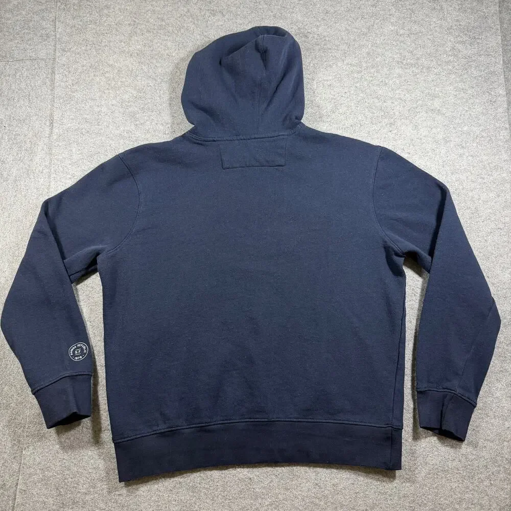 Banana Republic Hoodie Mens XL Navy Blue Fleece 1979 SF Patch Graphic Pullover